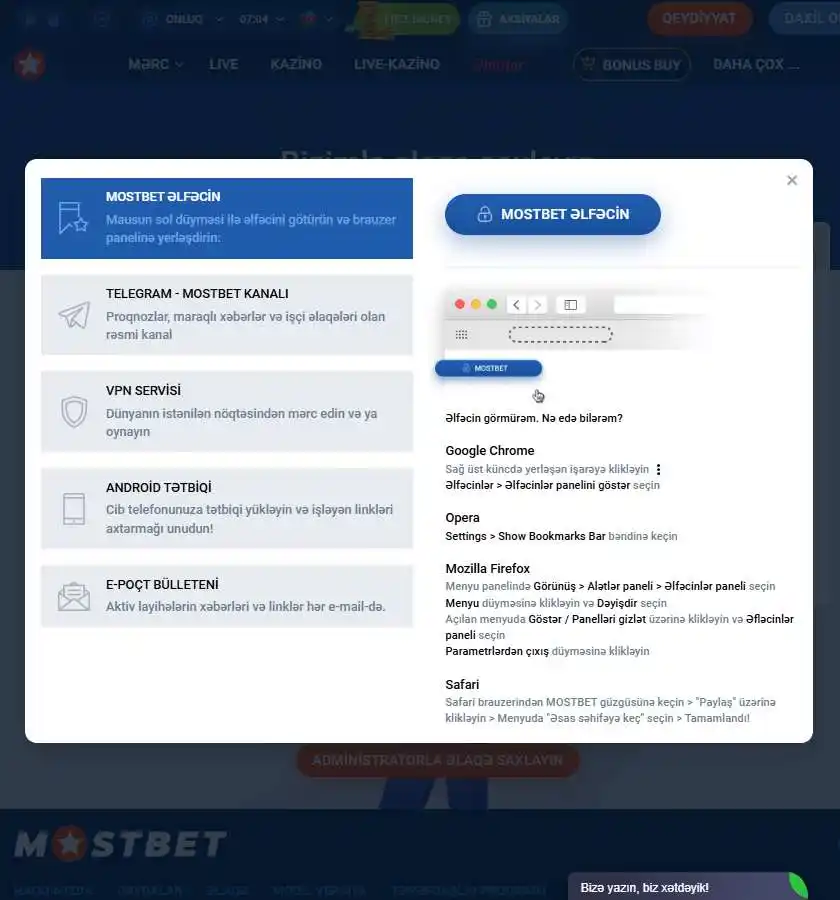 Sayt-a mövcud giriş üsullarının təsviri